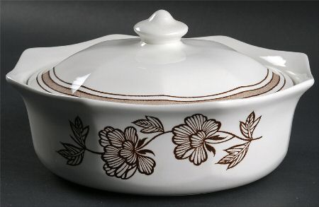 Lotus Brown Round Covered Vegetable