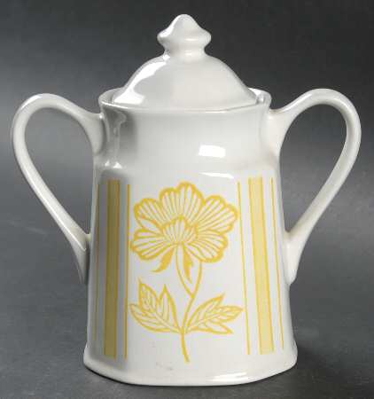 Lotus Yellow Sugar Bowl & Lid