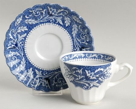 Lucerne Blue Flat Cup & Saucer Set