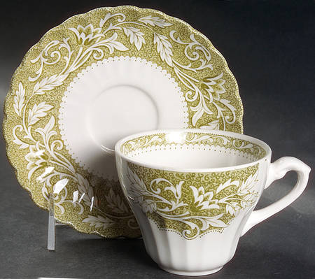 Lucerne Green Flat Cup & Saucer Set