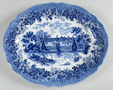 Merrie England Blue 12" Oval Serving Platter