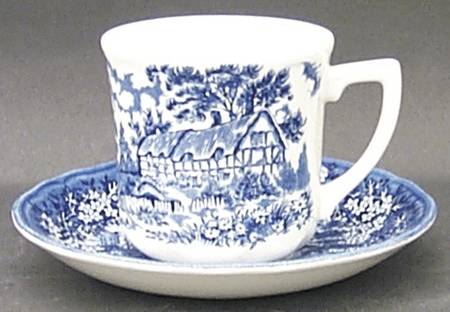 Merrie England Blue Flat Cup & Saucer Set