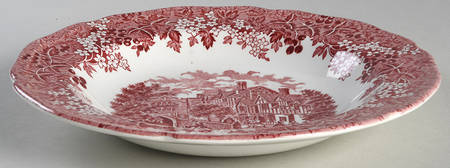 Merrie England Red and Pink Large Rim Soup Bowl