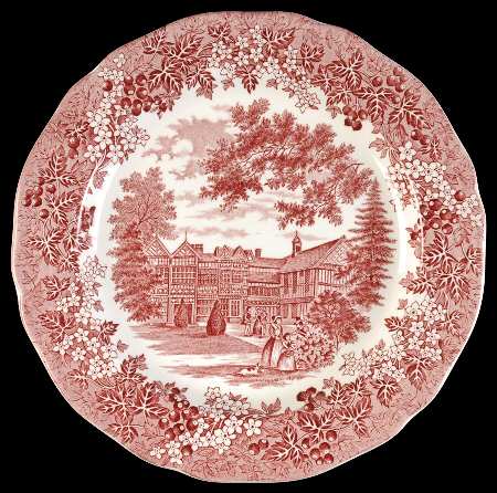 Merrie England Red and Pink Dinner Plate