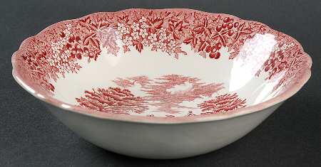 Merrie England Red and Pink Coupe Cereal Bowl