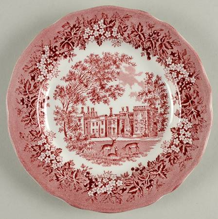 Merrie England Red and Pink Dessert/Pie Plate