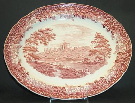 Merrie England Red and Pink 13" Oval Serving Platter