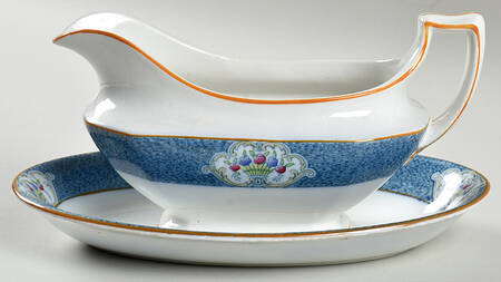 Newark (Blue On White) Gravy Boat & Underplate/Relish