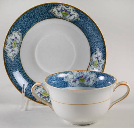 Newark (Blue On White) Flat Bouillon Cup & Saucer