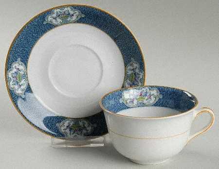 Newark (Blue On White) Flat Cup & Saucer Set