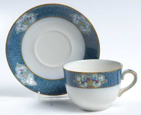Newark (Blue On White) Flat Cup & Saucer Set