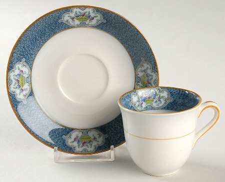 Newark (Blue On White) Flat Demitasse Cup & Saucer Set