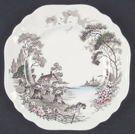 OLDE AVON DALE (MULTICOLOR, NO YELLOW) Square Dessert Plate