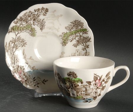 OLDE AVON DALE (MULTICOLOR, NO YELLOW) Flat Cup & Saucer Set