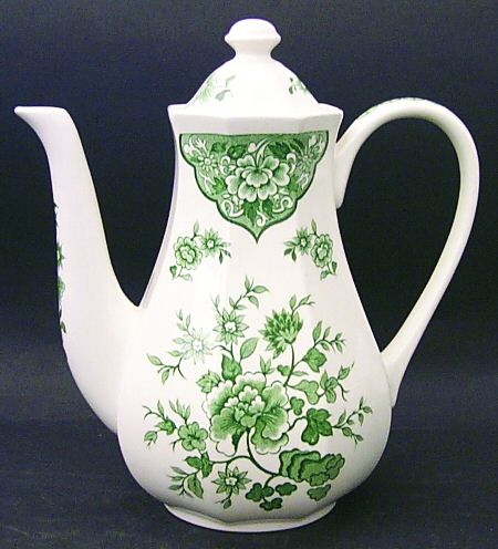 Old Pekin Green Coffee Pot & Lid