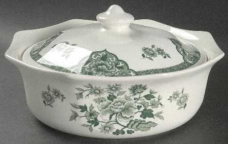 Old Pekin Green Octagonal Covered Vegetable