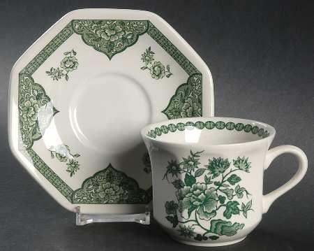 Old Pekin Green Flat Cup & Saucer Set