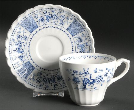 Park Lane Blue and White Flat Cup & Saucer Set