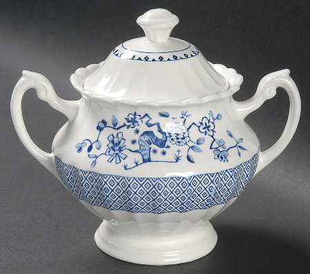 Park Lane Blue and White Sugar Bowl & Lid