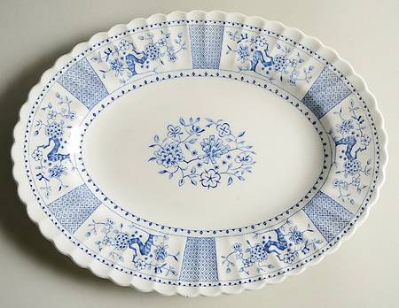 Park Lane Blue and White 12" Oval Serving Platter