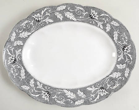 Renaissance Black White 14" Oval Serving Platter
