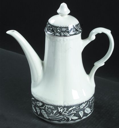 Renaissance Black White Coffee Pot & Lid
