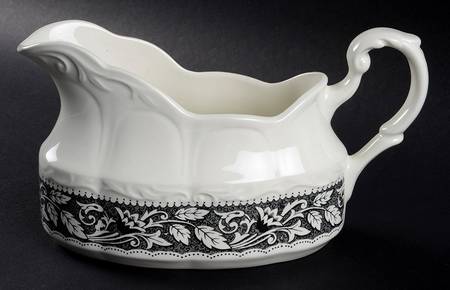 Renaissance Black White Gravy Boat