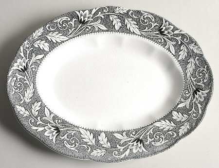 Renaissance Black White 12" Oval Serving Platter