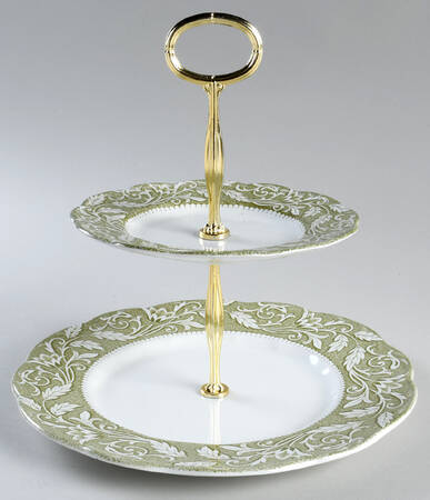 Renaissance Green 6 5/8"-10"  2 Tiered Serving Tray (Dp, Sp) HC