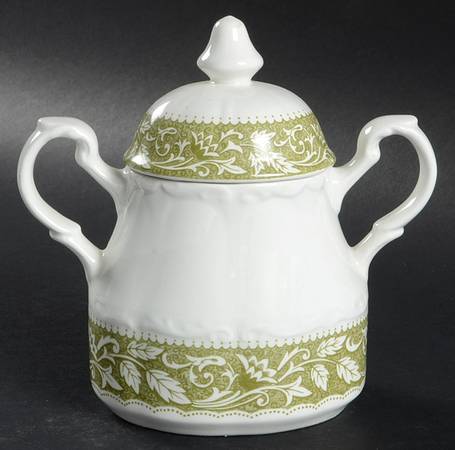 Renaissance Green Sugar Bowl & Lid