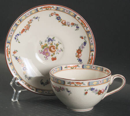 Richmond (White Background) Flat Cup & Saucer Set