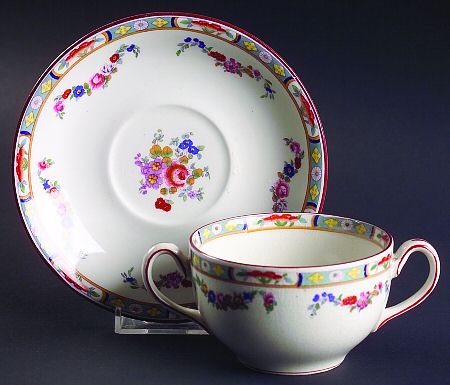 Richmond (White Background) Flat Bouillon Cup & Saucer