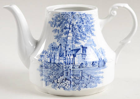 Romantic England Blue (Round Backstamp) Teapot No Lid