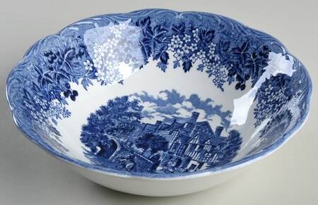 Romantic England Blue (Round Backstamp) 8" Round Vegetable Bowl