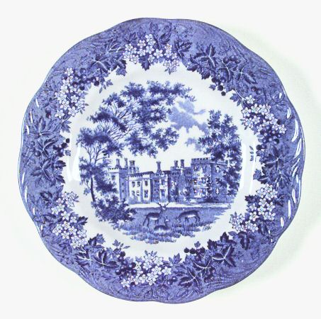 Romantic England Blue (Round Backstamp) Dessert/Pie Plate