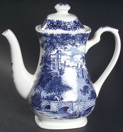 Romantic England Blue (Round Backstamp) Coffee Pot & Lid
