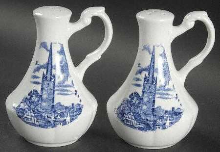 Romantic England Blue (Round Backstamp) Salt & Pepper Set