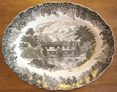 Romantic England Black 12" Oval Serving Platter