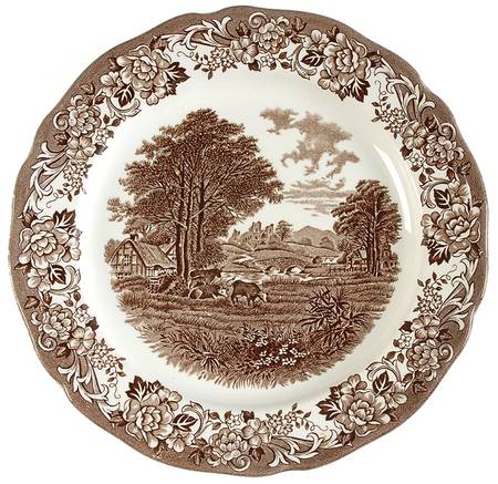 Romantic England Brown (Newer, White) Luncheon Plate
