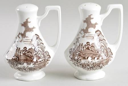 Romantic England Brown (Newer, White) Salt & Pepper Set