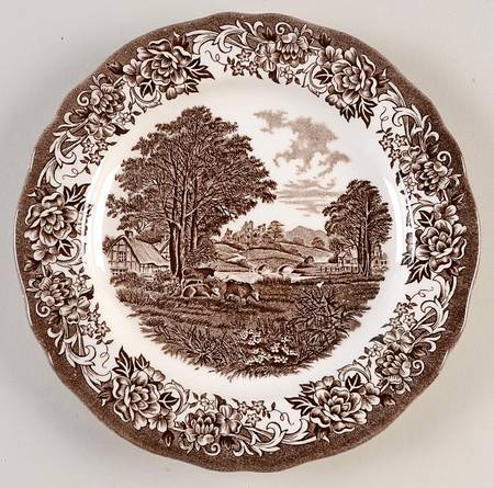 Romantic England Brown (Newer, White) Salad Plate