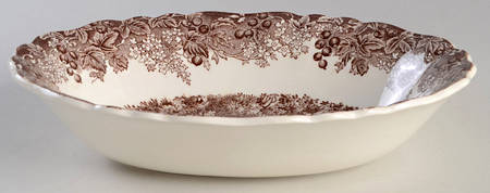 Romantic England Brown (Older, Cream) 9" Oval Vegetable Bowl