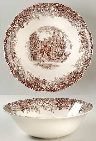 Romantic England Brown (Older, Cream) 8" Round Vegetable Bowl