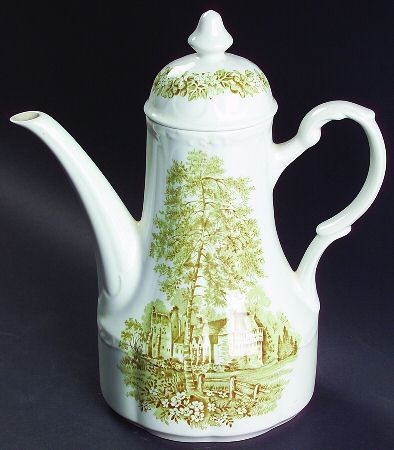 Romantic England Green Coffee Pot & Lid