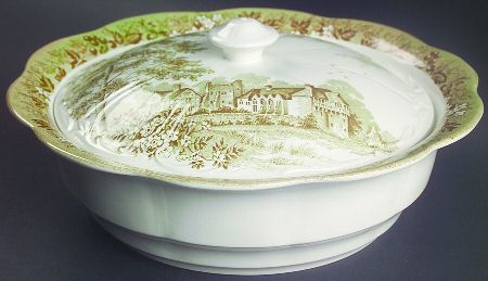 Romantic England Green Round Covered Vegetable
