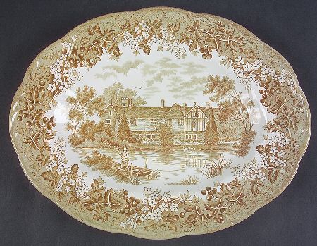 Romantic England Green 12" Oval Serving Platter