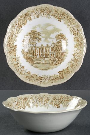 Romantic England Green Coupe Cereal Bowl by J & G Meakin