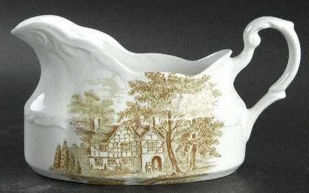 Romantic England Green Gravy Boat