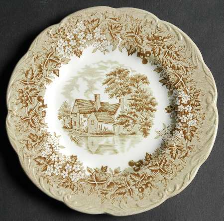 Romantic England Green Bread & Butter Plate