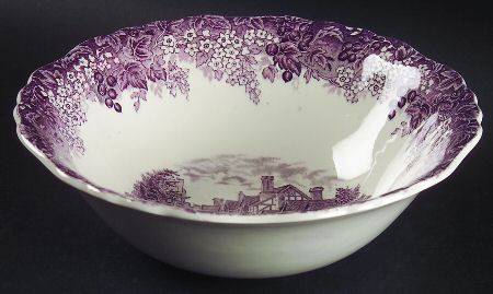 Romantic England Purple 8" Round Vegetable Bowl